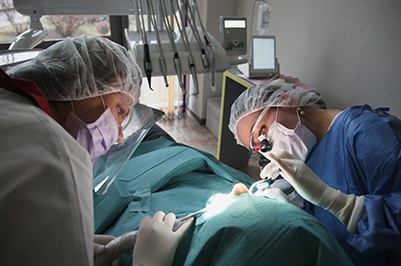 oral surgery being performed