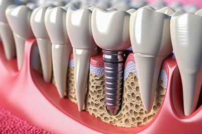 diagram of an implant in the jawbone