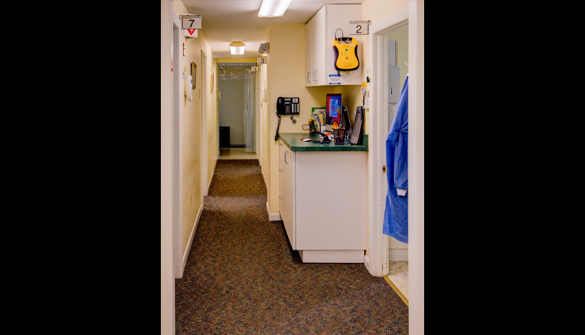 Hallway to dental treatment room