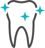 Animated tooth with sparkles representing cosmetic dentistry